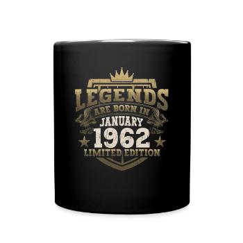 Born 1962 January 61st birthday Gift man - Full Colour Mug - black - Front