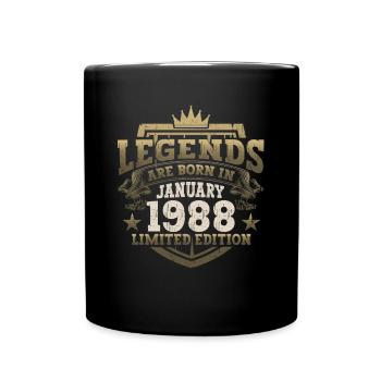 Né 1988 Janvier 35th anniversaire Homme cadeau - Mug uni - noir - Devant