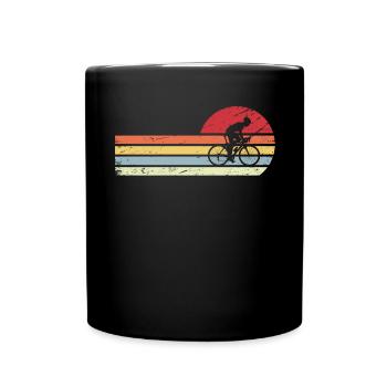 Soleil et lignes rétro - Homme à vélo - - Mug uni - noir - Devant