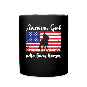 Amerikanisches Mädchen, das Arabische Pferde liebt - Tasse einfarbig - Schwarz - Vorne