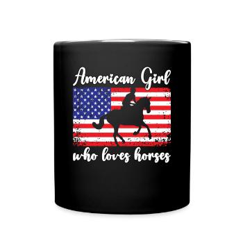 Amerikanisches Mädchen, das Arabische Pferde liebt - Tasse einfarbig - Schwarz - Vorne