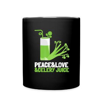 Vegan Vegetarian Veggie Organic Celery Juice - Full Colour Mug - black - Front