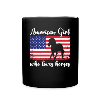Amerikanisches Mädchen, das Arabische Pferde liebt - Tasse einfarbig - Schwarz - Vorne