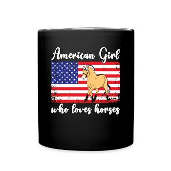 Amerikanisches Mädchen, das Arabische Pferde liebt - Tasse einfarbig - Schwarz - Vorne