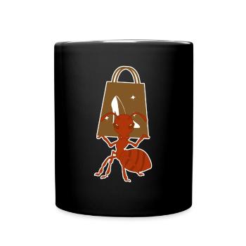 Ameise Einkaufstasche Shopping Ameisen - Tasse einfarbig - Schwarz - Vorne