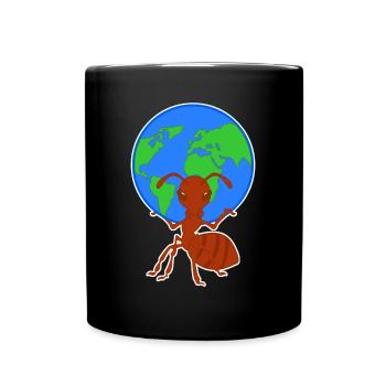 La fourmi porte des fourmis globe terrestre - Mug uni - noir - Devant