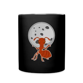 Ant carries moon ants - Full Colour Mug - black - Front