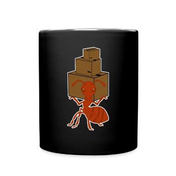 Ant parcel courier Parcel delivery ants - Full Colour Mug - black - Front