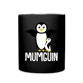 Pinguin Mama Mutter Pinguine - Tasse einfarbig - Schwarz - Vorne