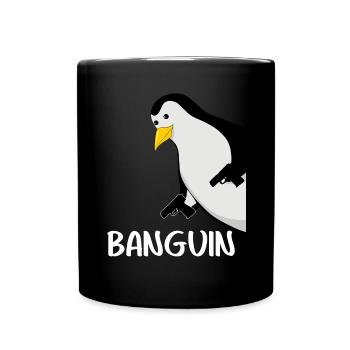 Pinguin Witz Banguin lustige Pinguine - Tasse einfarbig - Schwarz - Vorne