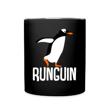 Pinguin Laufen Rennen Laufsport Pinguine - Tasse einfarbig - Schwarz - Vorne