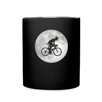 Pleine lune - Homme à vélo - - Mug uni - noir - Devant