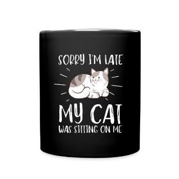 Désolé d’être en retard, mon chat était assis sur moi - Mug uni - noir - Devant