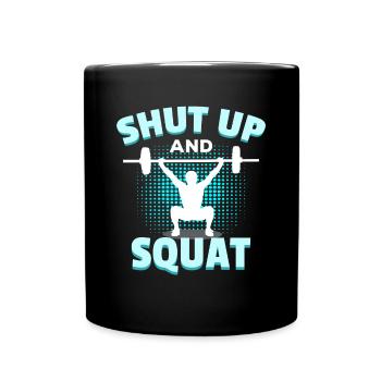 Squat Bodybuilding Leg Day Gym Motivational T-shirt - Full Colour Mug - black - Front