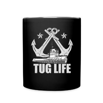 Schlepper Schleppboot Tug Life - Full Colour Mug - black - Front