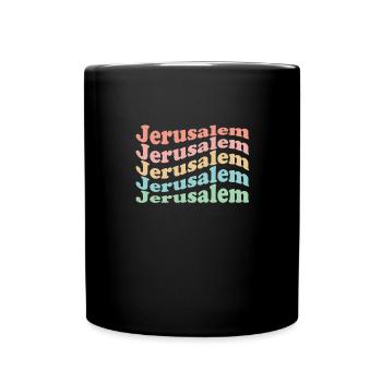 Vintage 70s hippie Israel city - retro Jerusalem - Full Colour Mug - black - Front