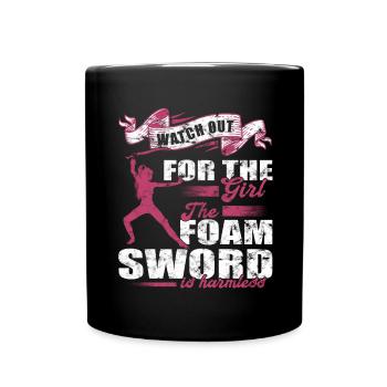 Lustiges Schwertkampf Rollenspiel - Tasse einfarbig - Schwarz - Vorne