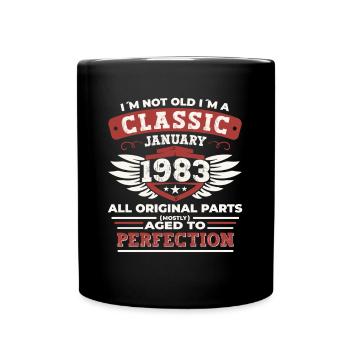Born 1983 January 40th birthday Gift man - Full Colour Mug - black - Front