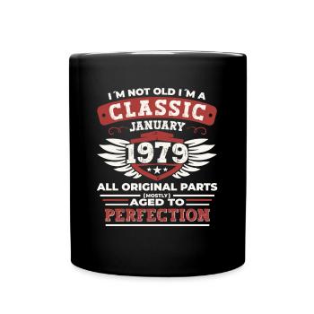 Born 1979 January 44th birthday Gift man - Full Colour Mug - black - Front