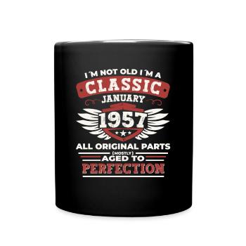 Né en 1957 Janvier 66e anniversaire Homme cadeau - Mug uni - noir - Devant