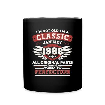 Né 1988 Janvier 35th anniversaire Homme cadeau - Mug uni - noir - Devant