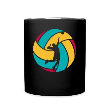 Volleyball retro Ball Volleyballer - Tasse einfarbig - Schwarz - Vorne