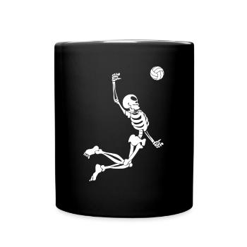 Volleyball Skelett Volleyballspieler - Tasse einfarbig - Schwarz - Vorne