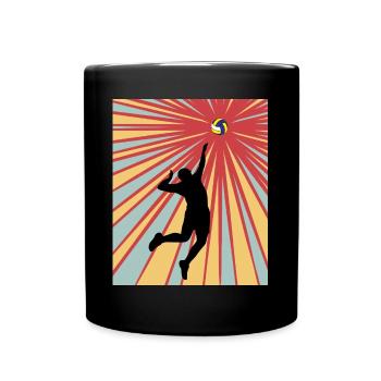 Volleyball Retro Volleyballspieler - Tasse einfarbig - Schwarz - Vorne