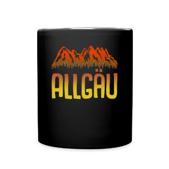 Allgäuer Berge Sonnenuntergang Allgäu - Tasse einfarbig - Schwarz - Vorne
