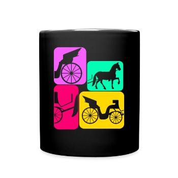 Kutsche Pferdekutsche retro Kutscher - Tasse einfarbig - Schwarz - Vorne