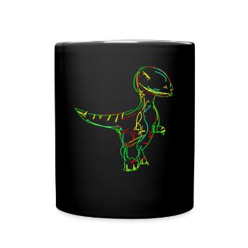 Dinos Velociraptor Dinosaurier - Tasse einfarbig - Schwarz - Vorne