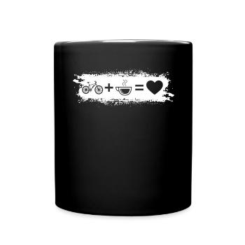 Grunge Rectangle - Herz - Kaffee - E-Bike - - Tasse einfarbig - Schwarz - Vorne