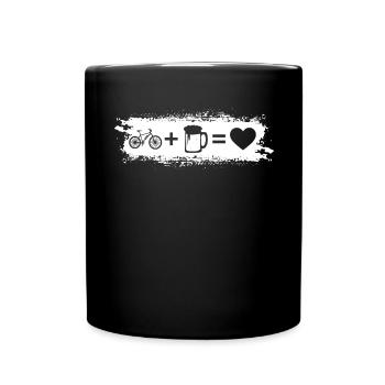 Grunge-Rechteck - Herz - Bier - E-Bike - - Tasse einfarbig - Schwarz - Vorne