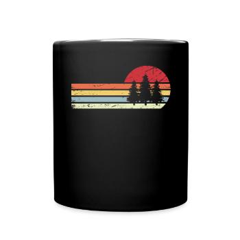 Sun and Retro Lines - Trees - - Full Colour Mug - black - Front