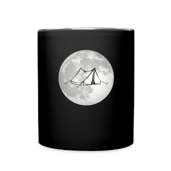 pleine lune - tente de camping - - Mug uni - noir - Devant