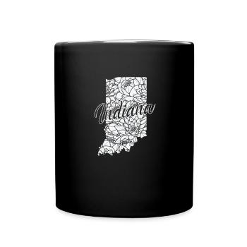 Indiana Blumen in Karte USA Amerika - Tasse einfarbig - Schwarz - Vorne