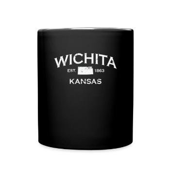 Kansas Wichita Est. 1863 USA Amerika - Tasse einfarbig - Schwarz - Vorne