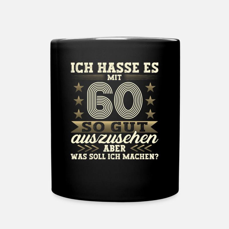 Jahrgang 1963 60. Geburtstag Geschenk Mann/ Frau - Tasse einfarbig - Schwarz