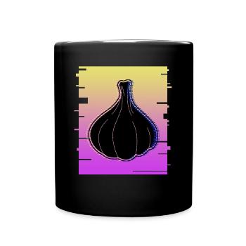 Knoblauch Retro Knobi Knoblauchzehen - Tasse einfarbig - Schwarz - Vorne