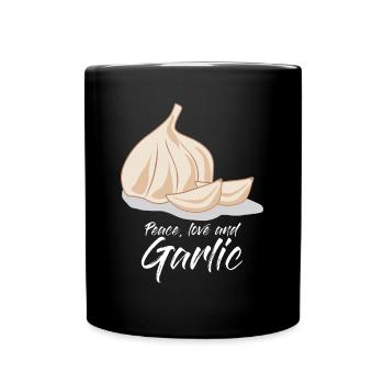 Knoblauch Knoblauchzehen Knobi - Tasse einfarbig - Schwarz - Vorne