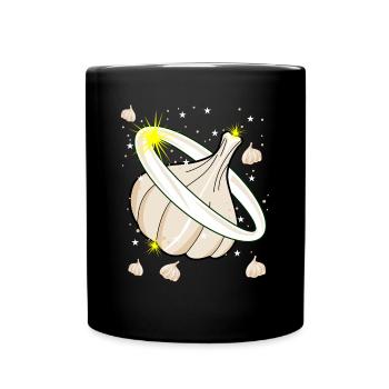 Knoblauch Knoblauchzehen Planet Knobi - Tasse einfarbig - Schwarz - Vorne