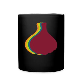 Knoblauch Retro Knoblauchzehen - Tasse einfarbig - Schwarz - Vorne