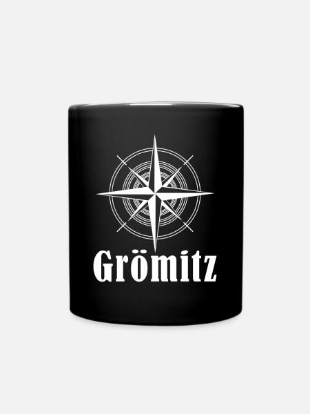 Grömitz Kompass Ostsee - Tasse einfarbig - Schwarz