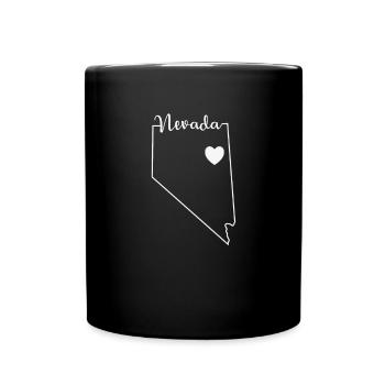 Nevada Map with Heart USA America - Full Colour Mug - black - Front