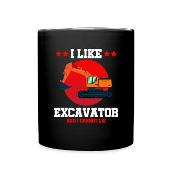 Bagger für Baggerführer und Baggerführerin - Tasse einfarbig - Schwarz - Vorne