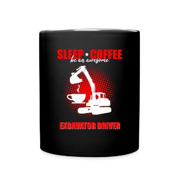Baggerführer für Bagger Sandbagger - Tasse einfarbig - Schwarz - Vorne