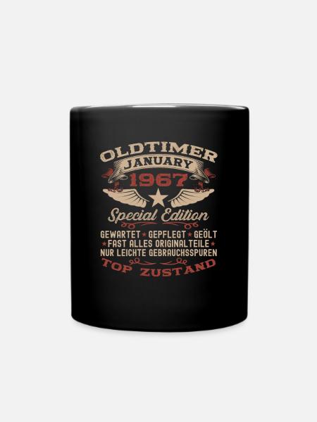 Jahrgang 1967 Januar 56. Geburtstag Geschenk Mann - Tasse einfarbig - Schwarz