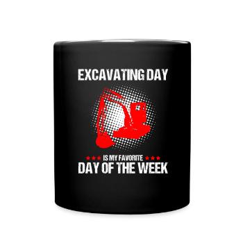 Excavator backing excavators for excavator operators - Full Colour Mug - black - Front