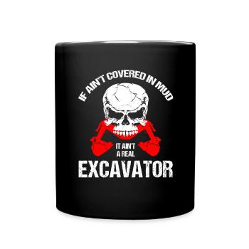 Excavator backing excavators for excavator operators - Full Colour Mug - black - Front