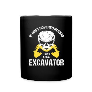 Baggerführer für Bagger Sandbagger - Tasse einfarbig - Schwarz - Vorne